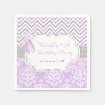 Púrpura e Cinza Chevron Ballerina Aniversário