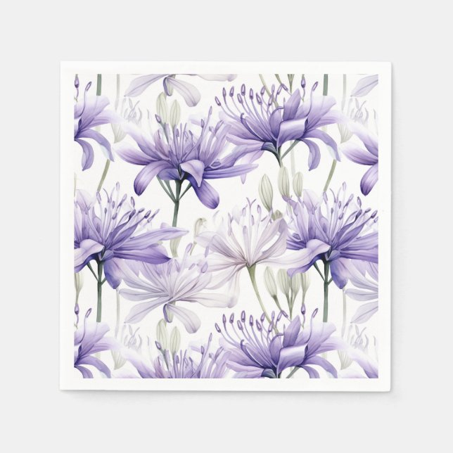 Guardanapo De Papel Púrpura Floral Púrpura De Mola Aquosa, Padrão (Frente)