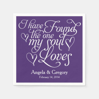Guardanapo De Papel Púrpura Minha Alma Adora Casamento Personalizado D