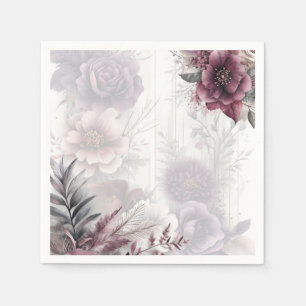 Guardanapo De Papel Púrpura, rosa e floral marrom elegantes