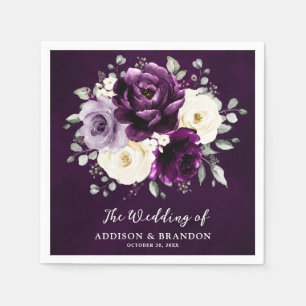 Guardanapo De Papel Púrpura Roxo Pera-marfim Casamento Floral Branco N