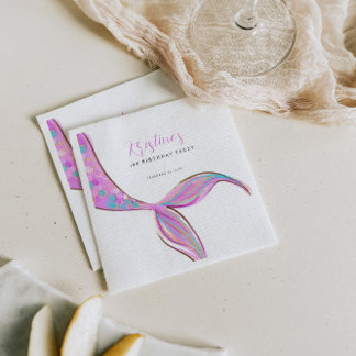 Guardanapo De Papel Púrpura Sereia Ave Papel de Aniversário Napkin