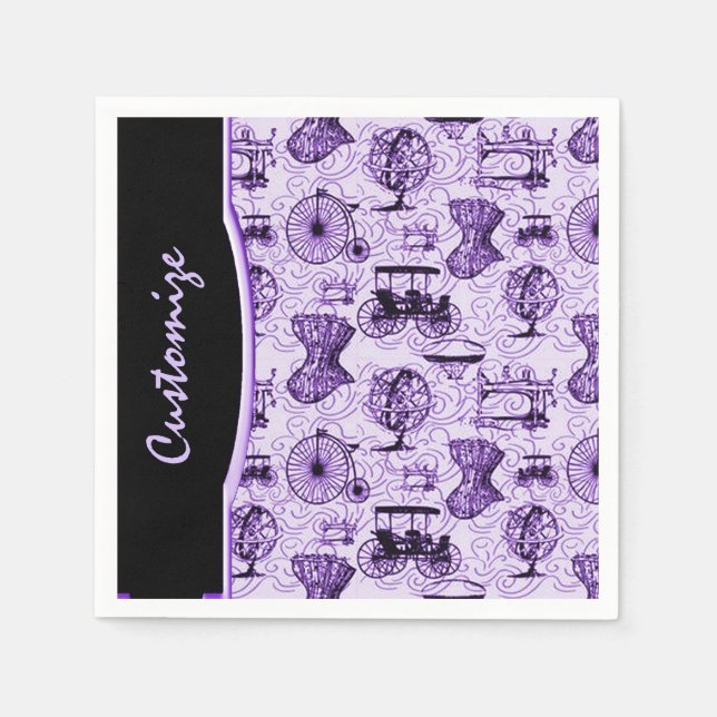 Guardanapo De Papel Púrpura Steampunk Pattern Napkins (Frente)