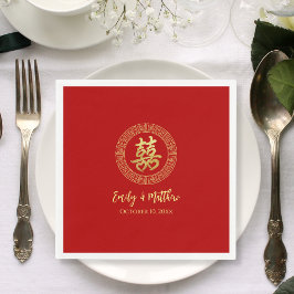 Guardanapo De Papel Quadrícula de círculo felicidade dupla Casamento c