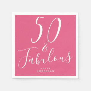 Guardanapo De Papel Quadrinho 50 Fabuloso Rosa Quente 50. Aniversário