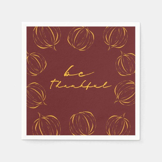 Guardanapo De Papel Quadro de Abóbora de Ação de Graças Rústico Be Tha (Frente)