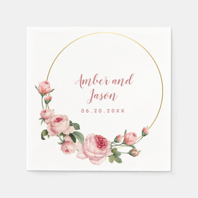 Guardanapo De Papel quadro de ilustração botânica rosa-dourado, person (Frente)