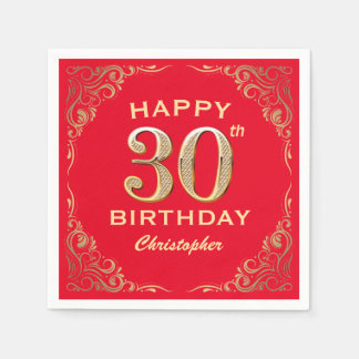 Guardanapo De Papel Quadro de Largura Dourada e Vermelha do Partido an