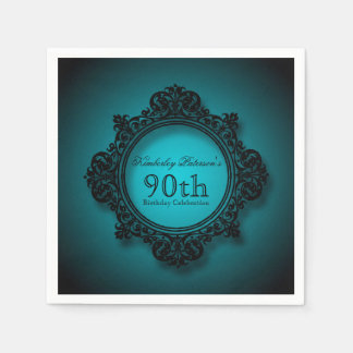 Guardanapo De Papel Quadro de Vintage em Azul - Papel de Aniversário 9