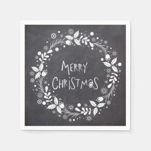 Guardanapo De Papel Quadro floral da grinalda do Feliz Natal rústico