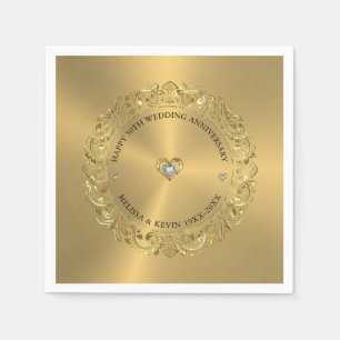 Guardanapo De Papel Quadro Floral Dourado do 50º Aniversário de Casame