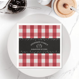 Guardanapo De Papel Quadro Preto de Gingham Vermelho Russo