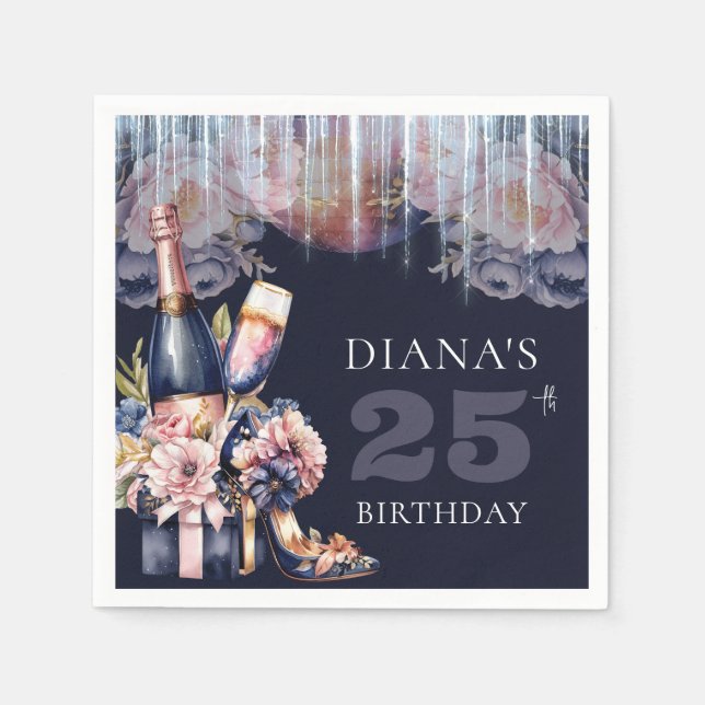 Guardanapo De Papel Qualquer Ano Adulto Champanhe de Aniversário (Frente)