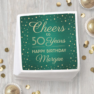 Guardanapo De Papel Qualquer Confetes Verdes e Dourados para Aniversár
