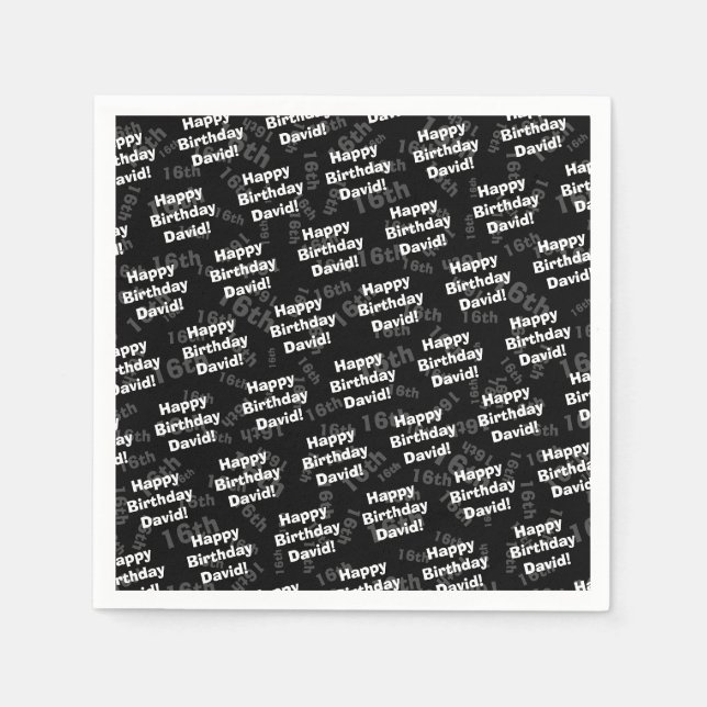 Guardanapo De Papel Qualquer idade e nome personalizado feliz aniversá (Frente)