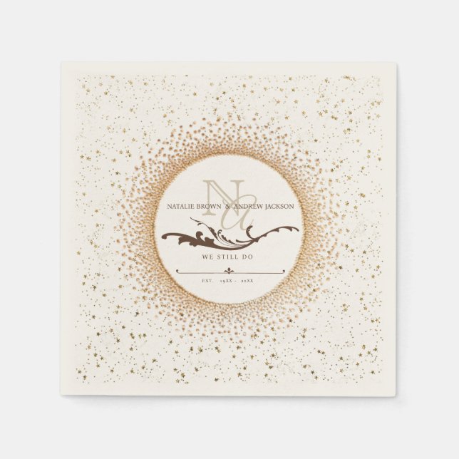 Guardanapo De Papel QUALQUER Monograma Elegante de Aniversário Napkin (Frente)