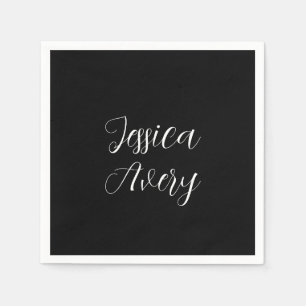 Guardanapo De Papel Qualquer Nome Script branco editável elegante em