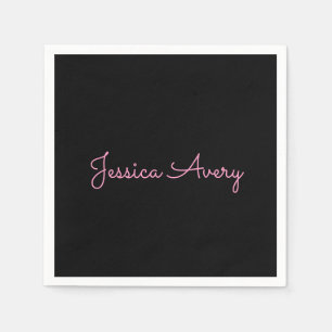 Guardanapo De Papel Qualquer Nome Script Rosa Legal Editável em Pret