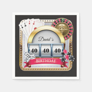 Guardanapo De Papel Quarenta Cartões de Jogada do Casino, Aniversári