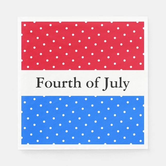 Guardanapo De Papel Quarto de julho Bright Red Blue Strips Pontos (Frente)
