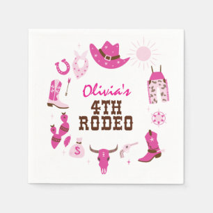 Guardanapo De Papel Quarto Rodeo Rosa Vogal Ocidental 4º Aniversário