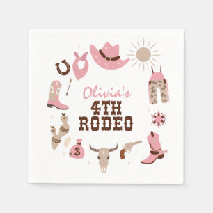 Guardanapo De Papel Quarto Rodeo Rosa Vogal Ocidental 4º Aniversário