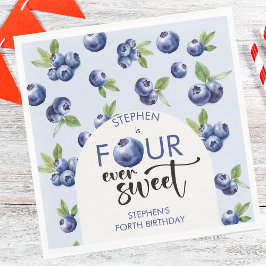 Guardanapo De Papel Quatro aniversários de criança de mirtilos sempre 