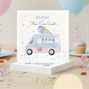 Guardanapo De Papel Quatro camionetas de sorvete doce no aniversário