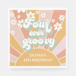 Guardanapo De Papel Quatro Ever Groovy Retro Sunshine Daisy aniversári