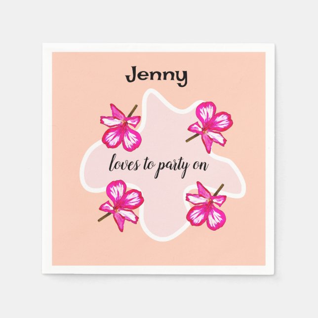 Guardanapo De Papel Quatro flores cor-de-rosa floral (Frente)
