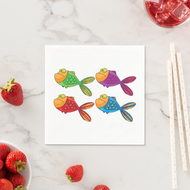 Guardanapo De Papel Quatro Peixes Engraçados Napkins (Criador carregado)