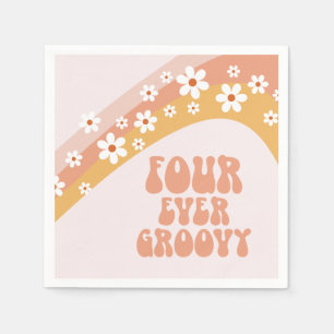Guardanapo De Papel Quatro Vezes Groovy Retro Daisy Rainbow 4º Anivers
