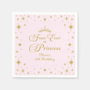 Guardanapo De Papel Quatro vezes uma princesa Dourada Princesa 4º aniv