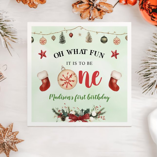 Guardanapo De Papel Que Diversão De Natal Primeiro Aniversário (Criador carregado)