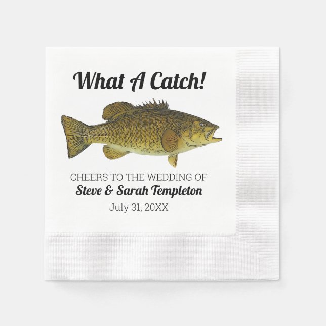 Guardanapo De Papel Que Favor de Casamento de Boca-Pequena Pesca (Frente)