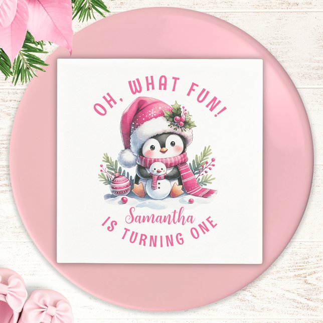 Guardanapo De Papel Que primeiro aniversario bonito de pinguim pinguim (Criador carregado)