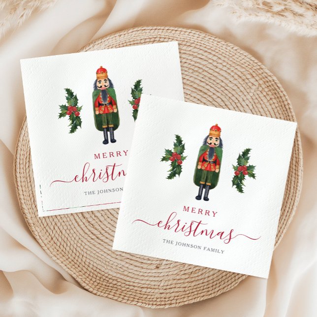 Guardanapo De Papel Quebra-Nozes Festivo Feliz Natal (Festive Nutcracker Merry Christmas Napkins)