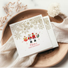 Guardanapo De Papel Quebra-Nozes Inverno Ballet Floco de Neve Dourado 