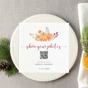 Guardanapo De Papel Queda Chá de panela Pumpkin QR Code Share Fotograf
