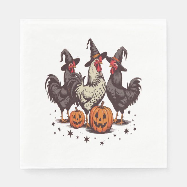 Guardanapo De Papel Queda da Bruxa de Frango de Abóbora do Halloween (Frente)