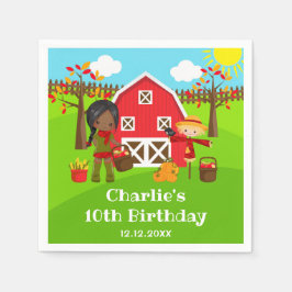 Guardanapo De Papel Queda de Autumn Barnyard Birthday Dark Skin Girl