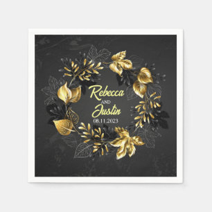 Guardanapo De Papel Queda Dourada deixa preto moderno boho