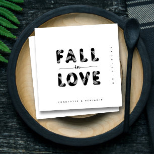 Guardanapo De Papel Queda moderna no amor Casamento Preto e Branco