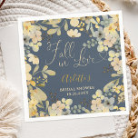 Guardanapo De Papel Queda no amor Boho floral chá de panela chic outon<br><div class="desc">Apaixonar-se por uma placa de chá de panela chic floral de outono com bonito estrutura verde,  amarela,  mostarda e caquis com folhagem e eucalipto em azul-poeirento escuro. Um boho inspirou o tema do chá de panela do outono com uma tipografia moderna da escrita do coração.</div>