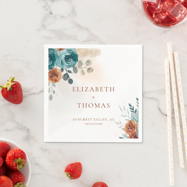 Guardanapo De Papel Queda Rosas de laranja queimados em pó Aquarela (Insitu)