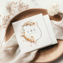 Queda Terracotta Floral Crest Monograma Casamento