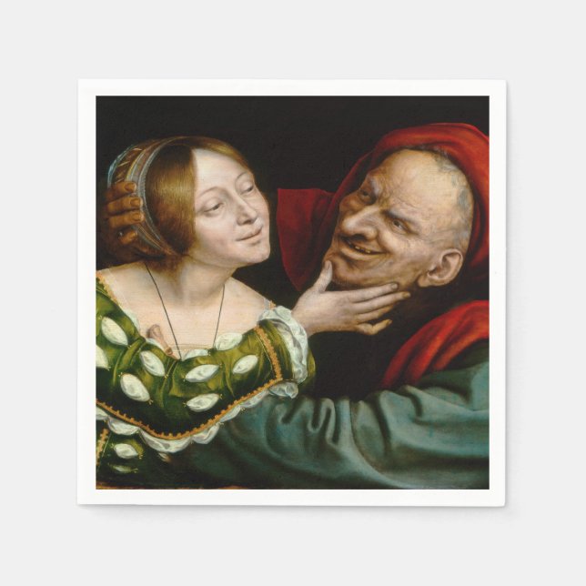 Guardanapo De Papel Quentin Matsys - Amantes Correspondentes (Frente)