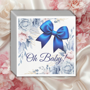 Guardanapo De Papel Querida! Chá de fraldas Azul Floral Elegante