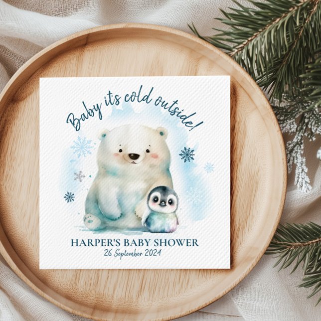 Guardanapo De Papel Querida, está frio lá fora (Get ready to turn up the coolness at your winter baby shower.)