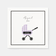 Querida Lavanda Gingham Pram Chá de fraldas Napkin